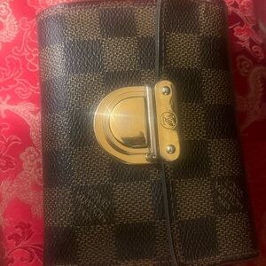 Louis Vuitton checkered brown wallet w/ red interior